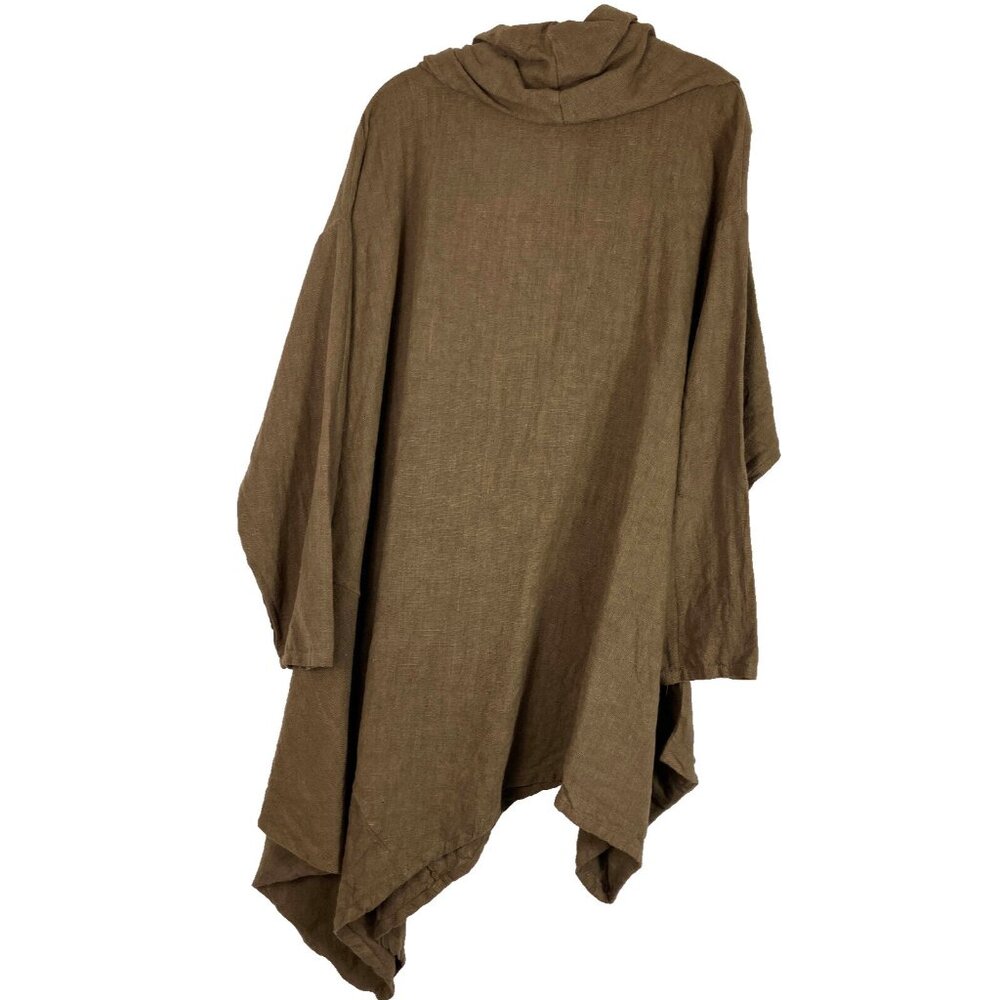 L Bryn Walker 100% Linen Oversized Cowl Neck Noma Tunic Brown Asymmetrical Namia - Picture 4 of 4